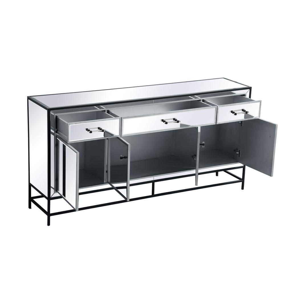 James 72 In. Mirrored Credenza In Black. Picture 6