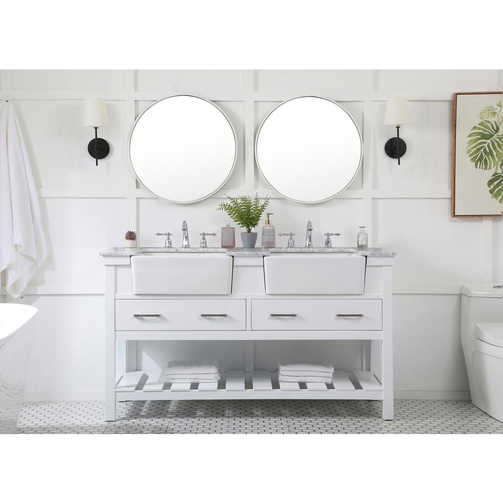 60 Inch Double Bathroom Vanity In White. Picture 4