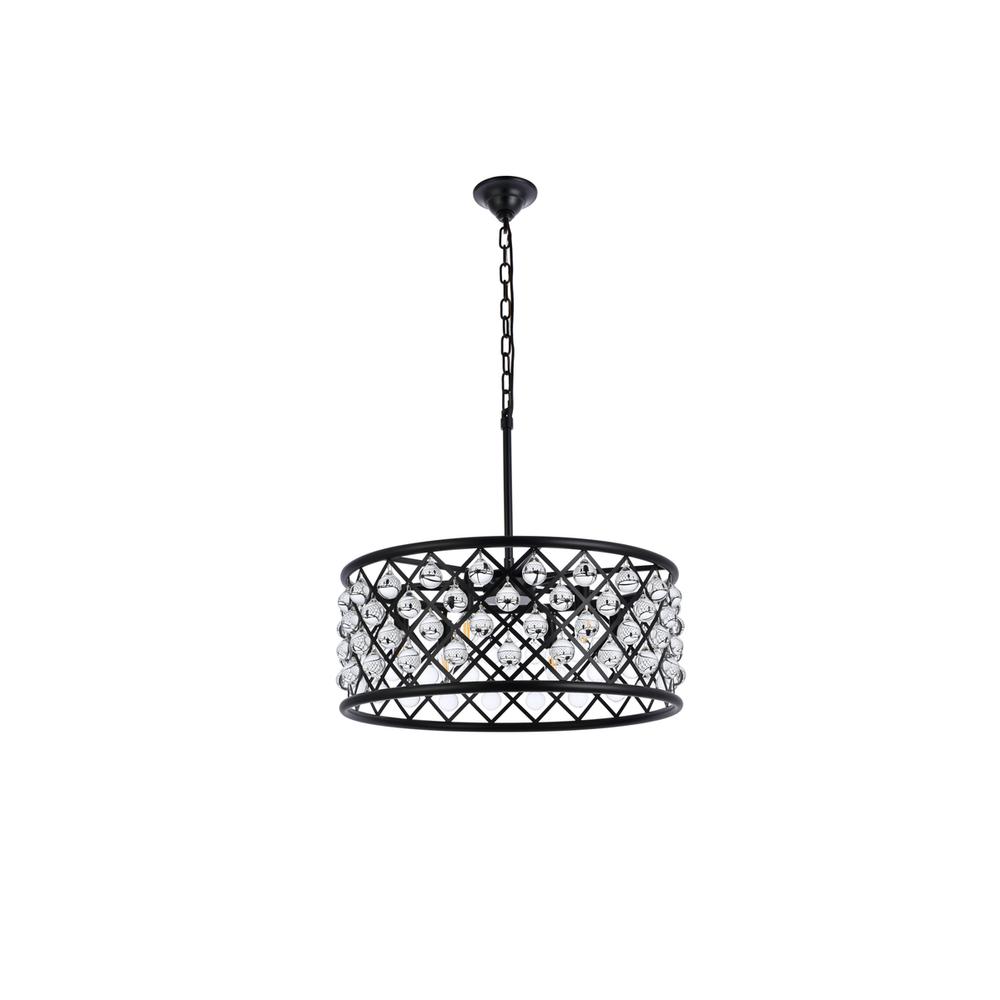 Madison 6 Light Matte Black Chandelier Clear Royal Cut Crystal. Picture 6