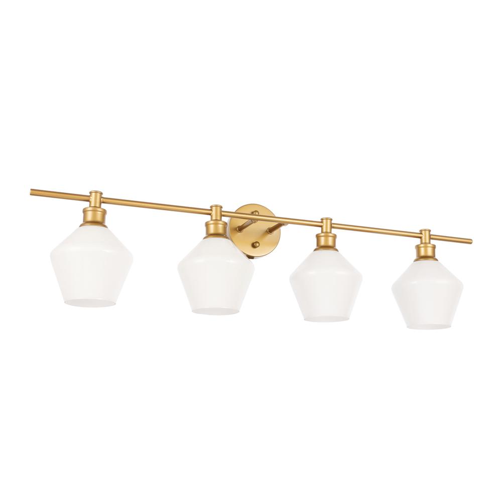 Gene 4 Light Brass And Frosted White Glass Wall Sconce. Picture 12