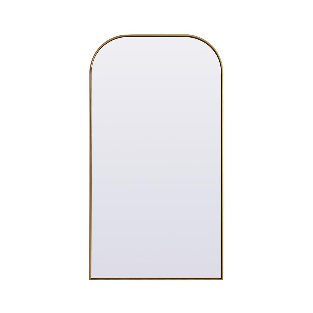 Metal Frame Arch Full Length Mirror 35X66 Inch In Brass. Picture 1