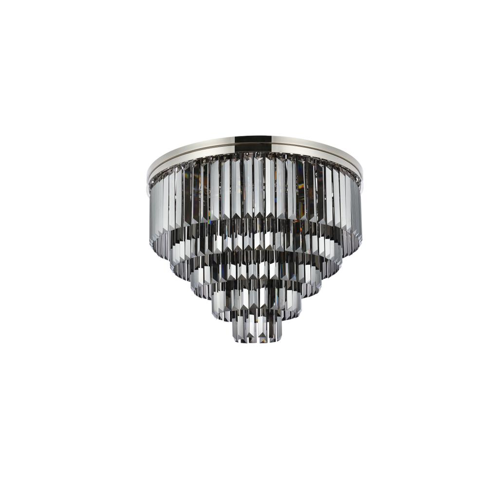 17 Light Polished Nickel Flush Mount Silver Shade (Grey) Royal Cut Crystal. Picture 6