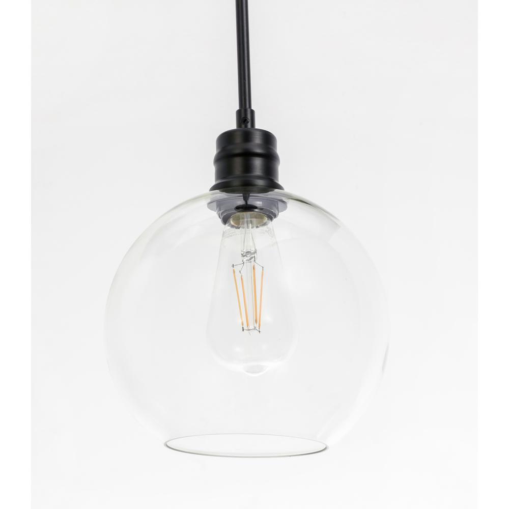 Emett 1 Light Black And Clear Glass Pendant. Picture 7