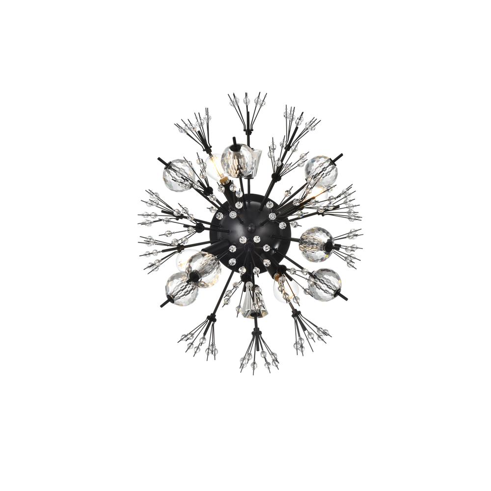Vera 19 Inch Crystal Starburst Wall Sconce In Black. Picture 1