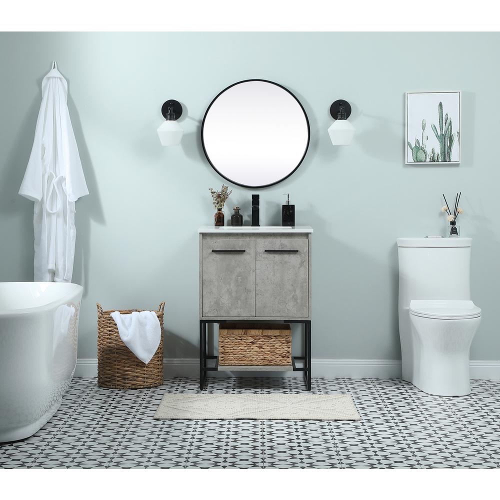 24 Inch Single Bathroom Vanity In Concrete Grey. Picture 4