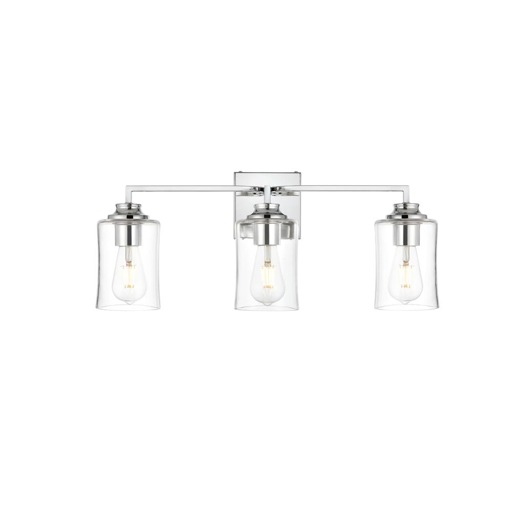 Ronnie 3 Light Chrome And Clear Bath Sconce. Picture 1