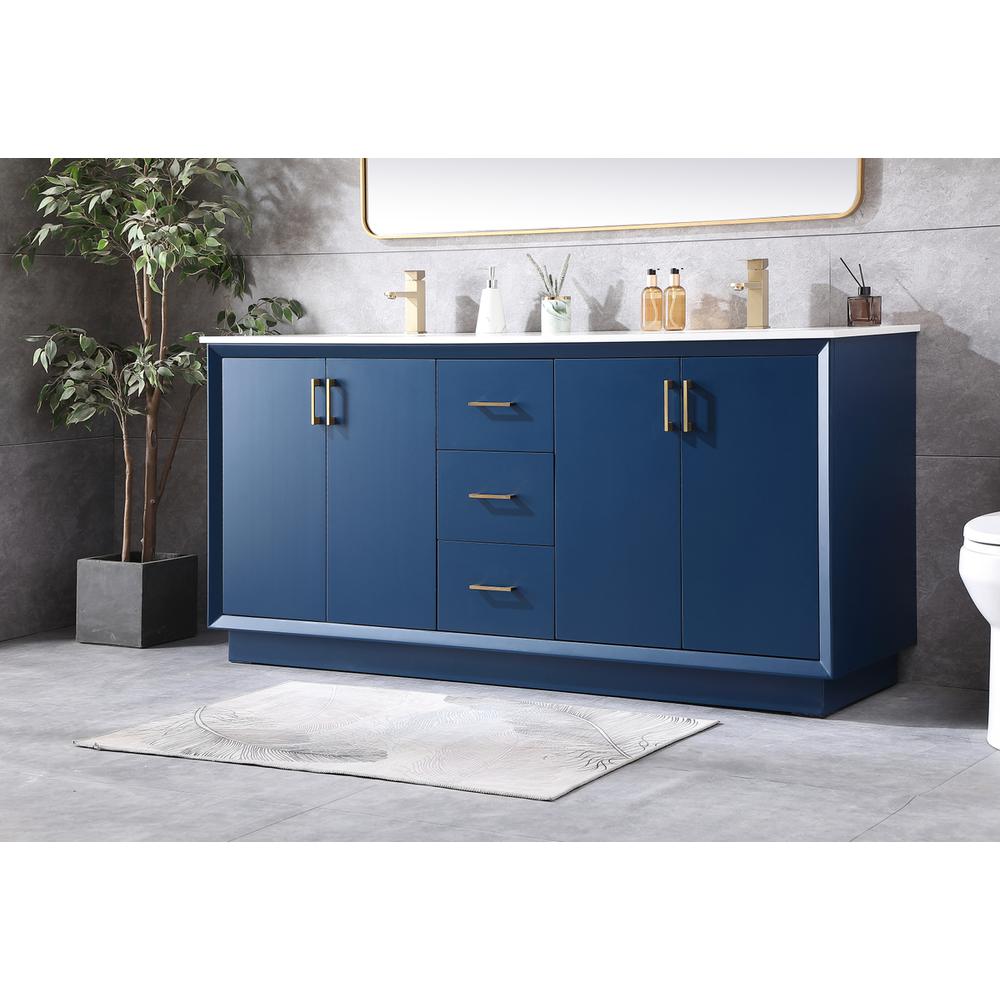 72 Inch Double Bathroom Vanity In Blue. Picture 2