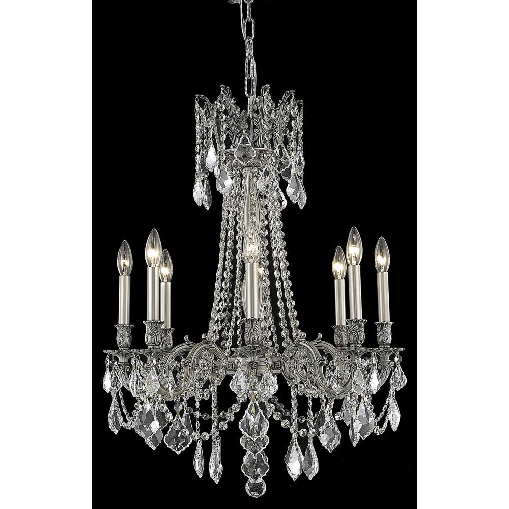 Rosalia 8 Light Pewter Chandelier Clear Royal Cut Crystal. Picture 1