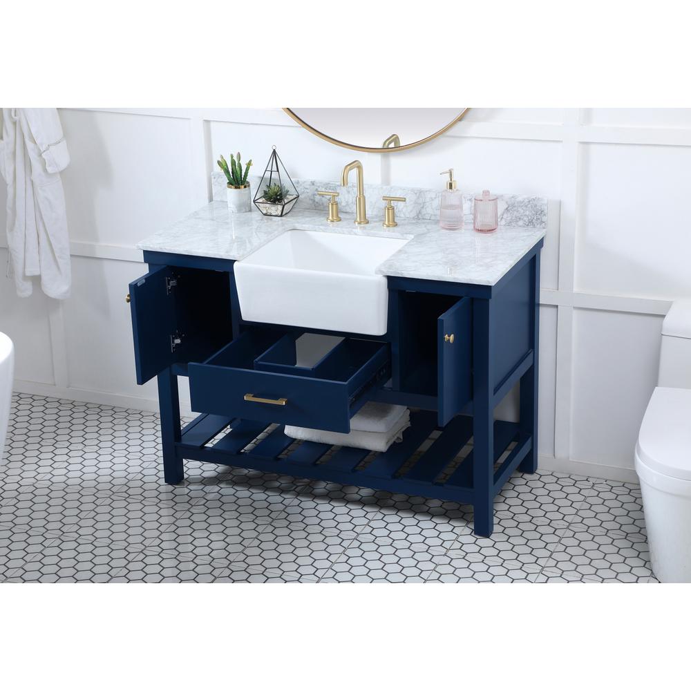 48 Inch Single Bathroom Vanity In Blue With Backsplash. Picture 3
