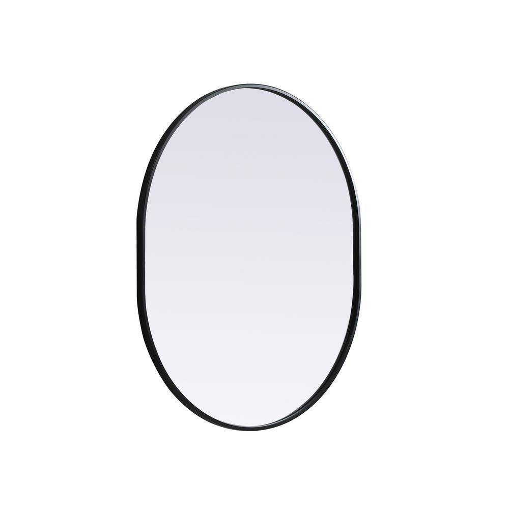 Metal Frame Oval Mirror 30X36 Inch In Black. Picture 7