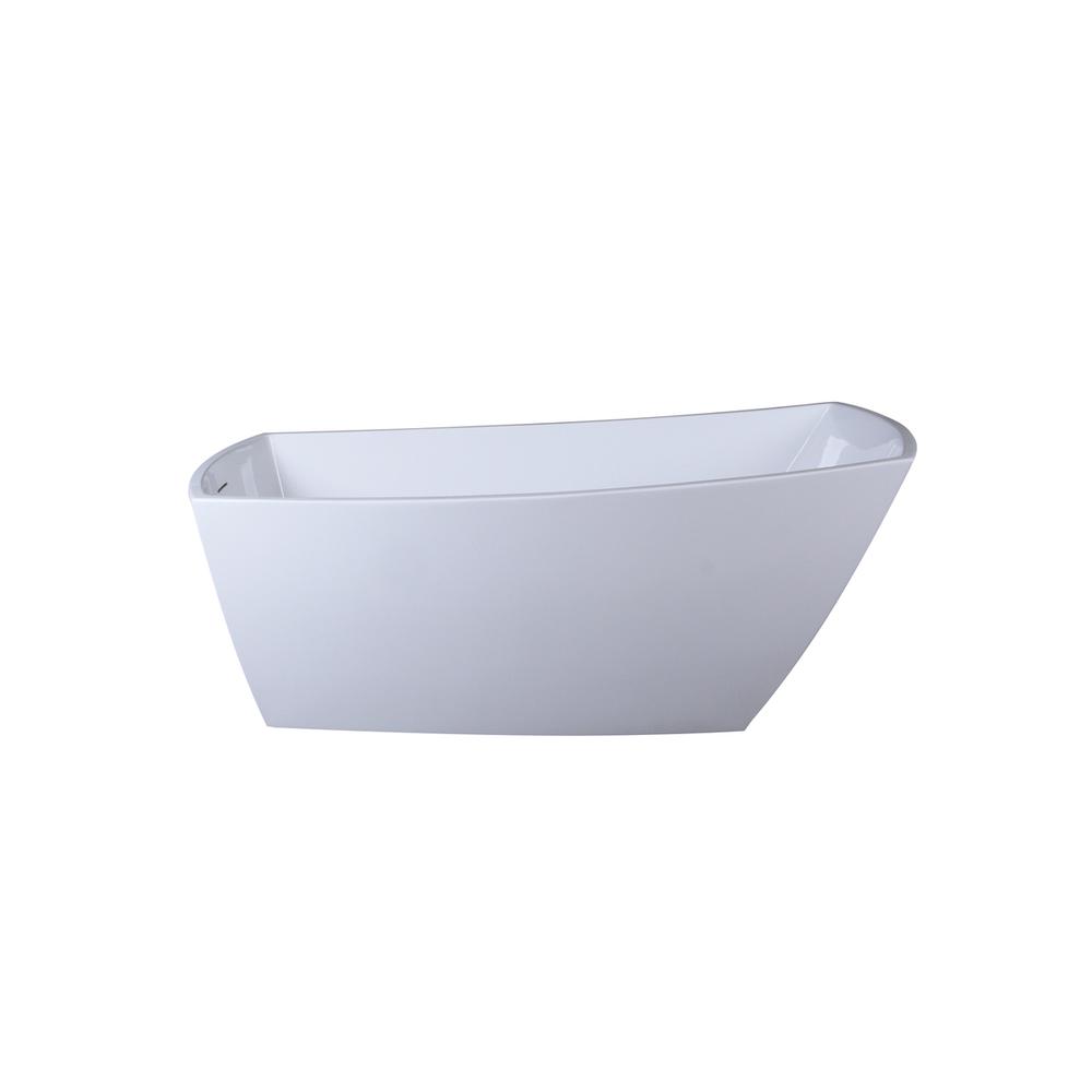 67 Inch Soaking Single Slipper Rectangular Bathtub In Glossy White. Picture 1