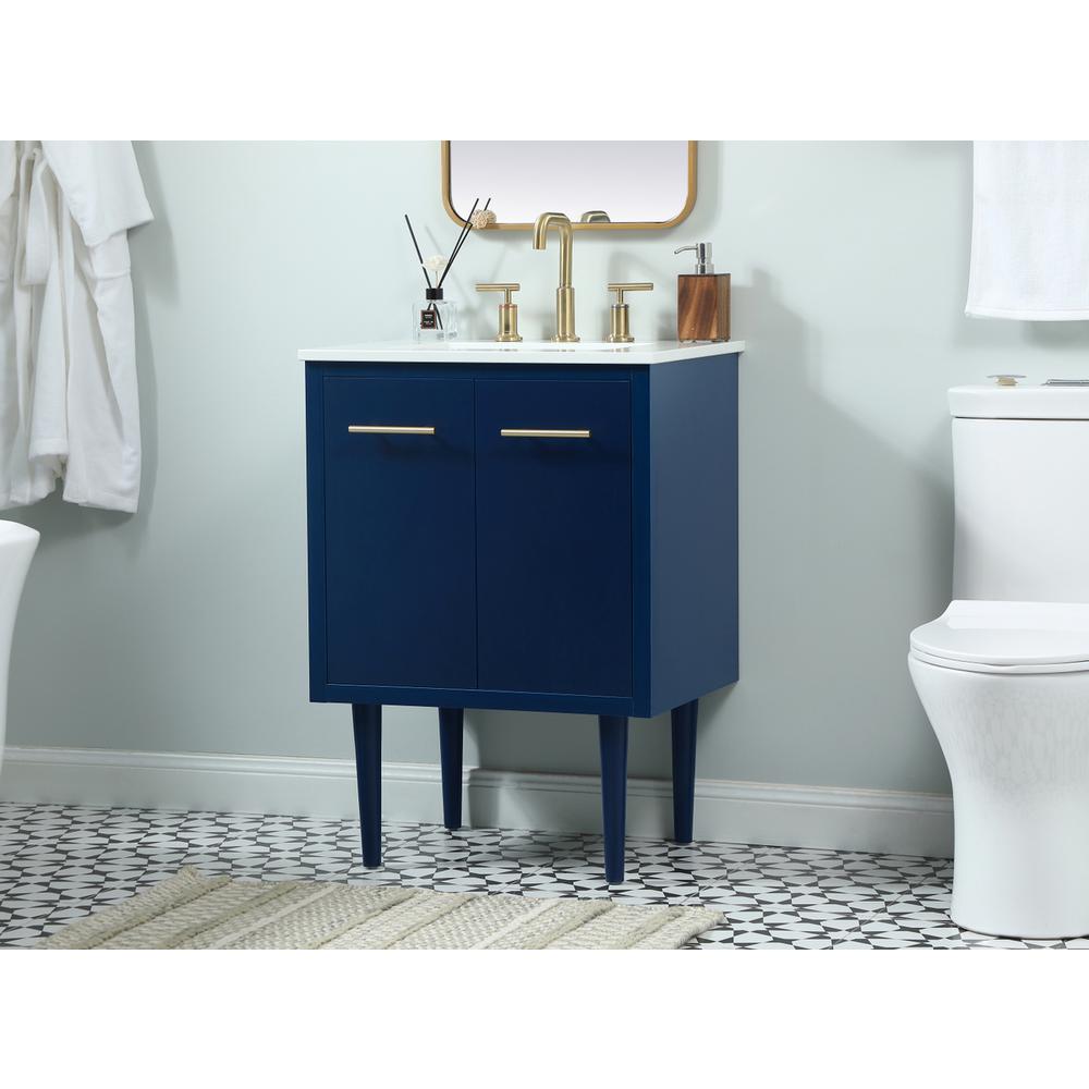 24 Inch Single Bathroom Vanity In Blue. Picture 2