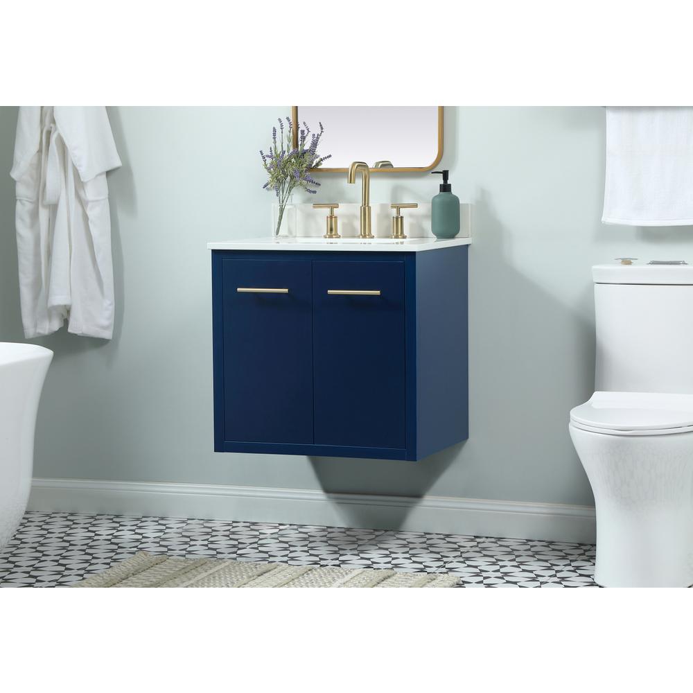 24 Inch Single Bathroom Vanity In Blue With Backsplash. Picture 5