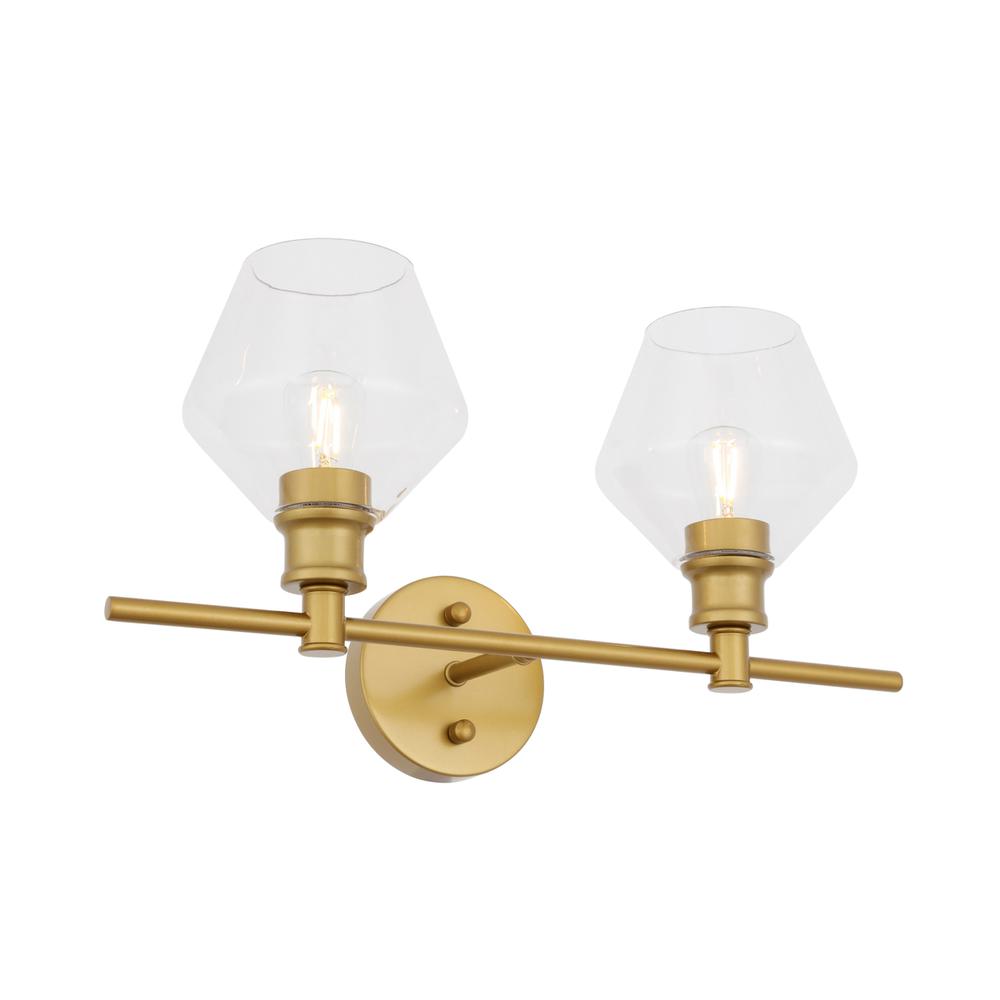 Gene 2 Light Brass And Clear Glass Wall Sconce. Picture 5