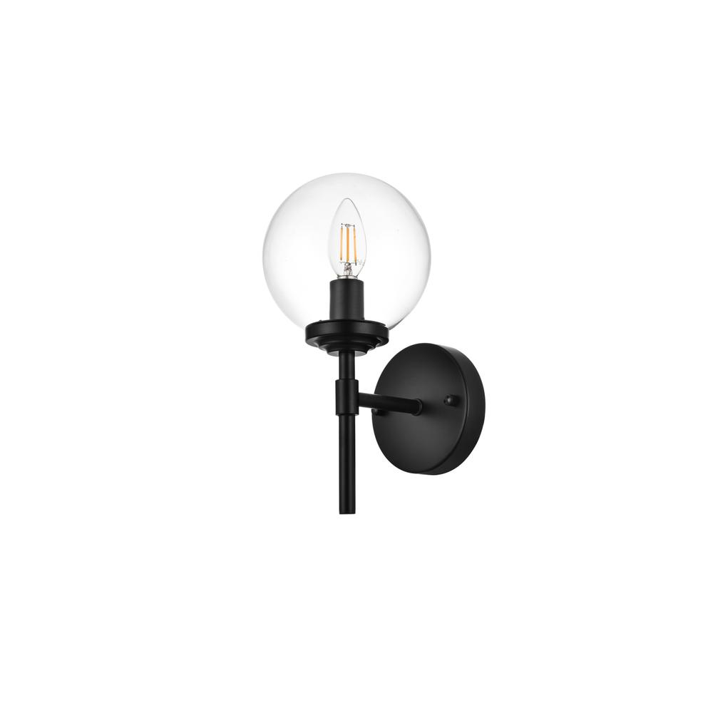 Ingrid 1 Light Black And Clear Bath Sconce. Picture 2