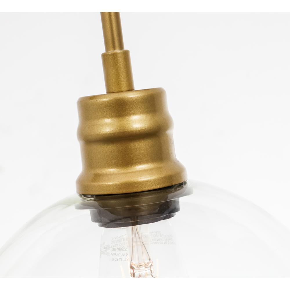 Emett 1 Light Brass And Clear Glass Pendant. Picture 8