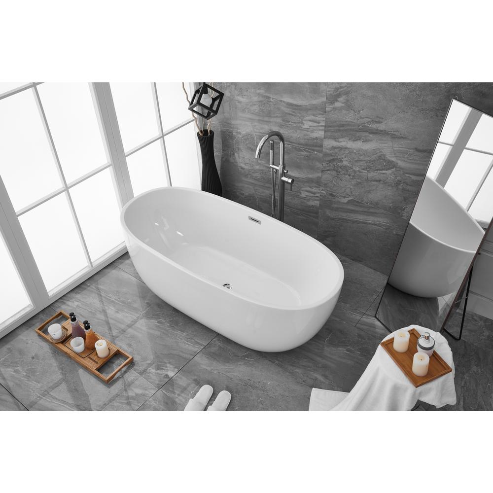 67 Inch Soaking Roll Top Bathtub In Glossy White. Picture 4