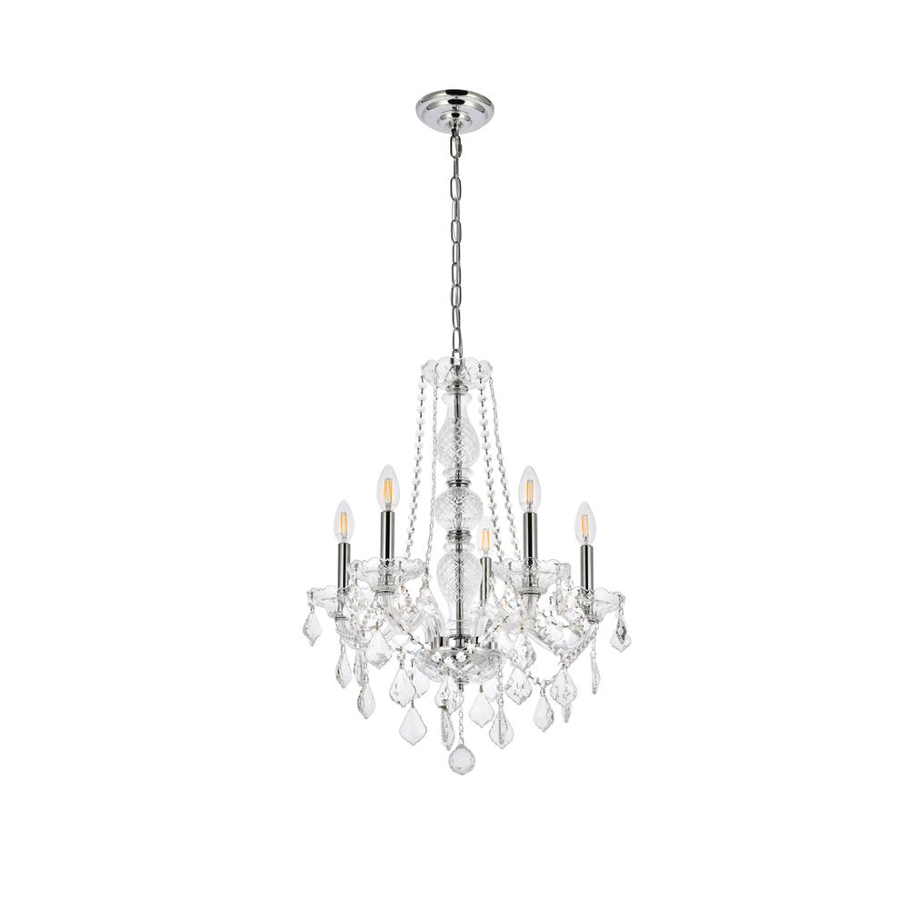 Verona 5 Light Chrome Chandelier Clear Royal Cut Crystal. Picture 6