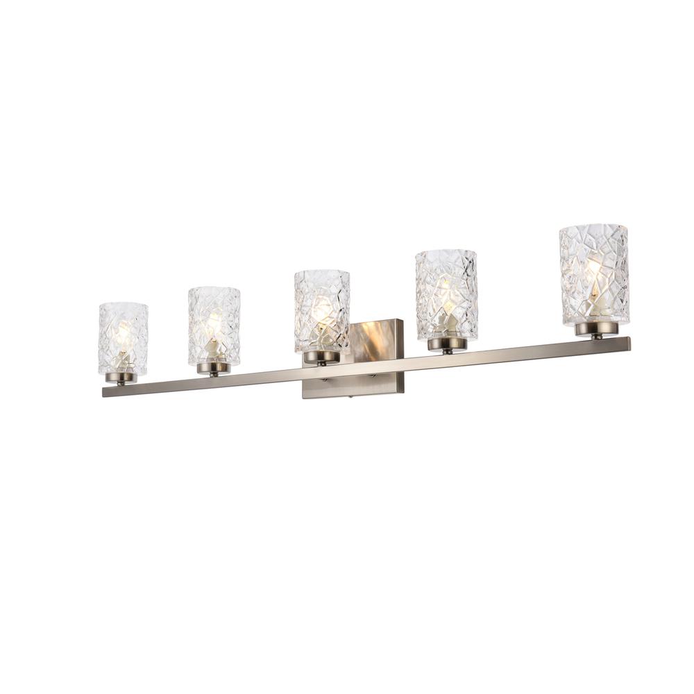 Cassie 5 Lights Bath Sconce In Satin Nickel With Clear Shade. Picture 2