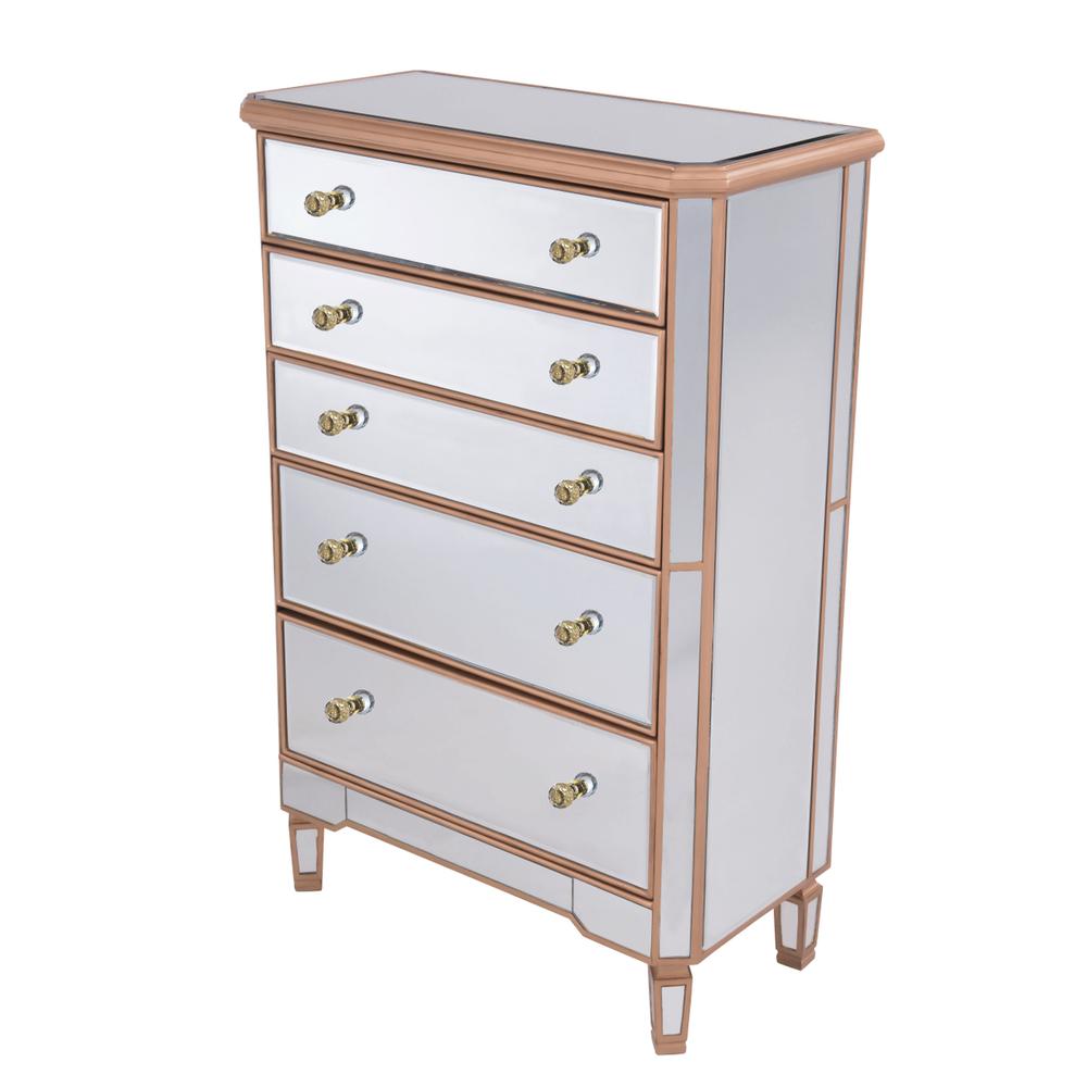 5 Drawer Cabinet 33 In. X 16 In. X 49 In. In Gold Paint. Picture 4