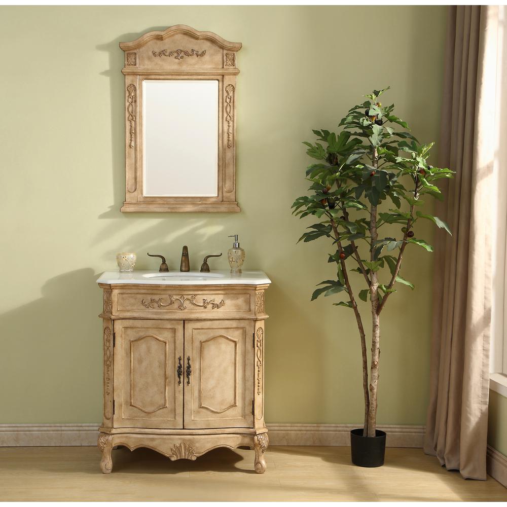 32 Inch Single Bathroom Vanity In Antique Beige. Picture 9