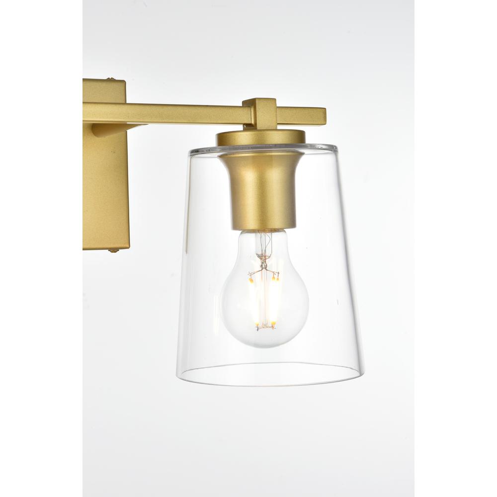 Kacey 2 Light Brass And Clear Bath Sconce. Picture 4