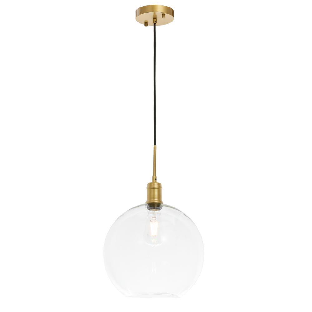 Emett 1 Light Brass And Clear Glass Pendant. Picture 3