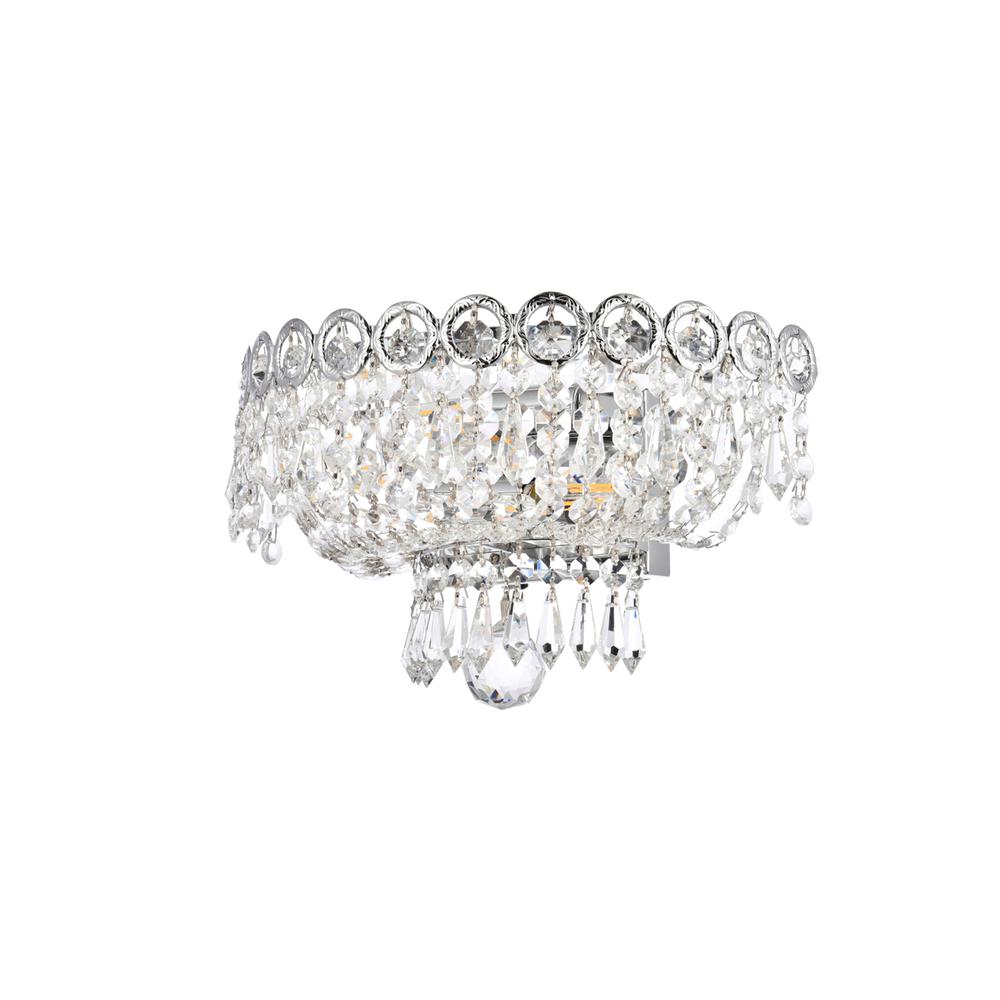 Century 2 Light Chrome Wall Sconce Clear Royal Cut Crystal. Picture 2