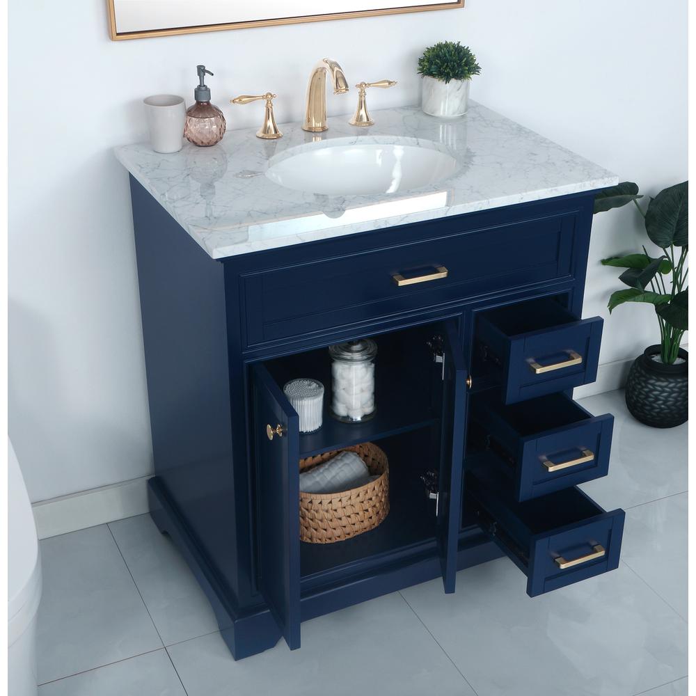 32 Inch Single Bathroom Vanity In Blue. Picture 4