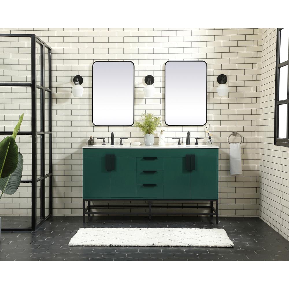 60 Inch Double Bathroom Vanity In Green. Picture 4