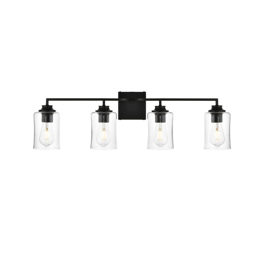 Ronnie 4 Light Black And Clear Bath Sconce. Picture 1