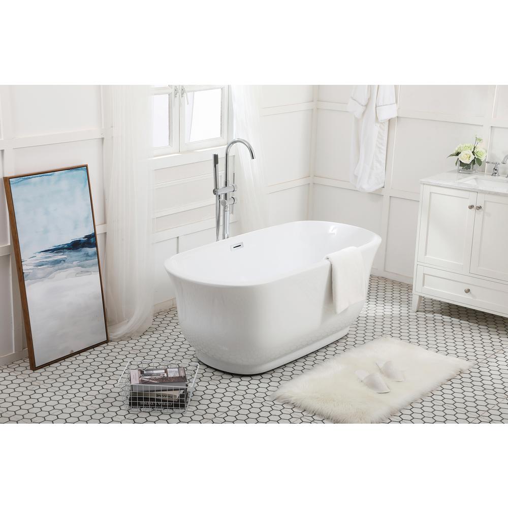 59 Inch Soaking Bathtub In Glossy White. Picture 3