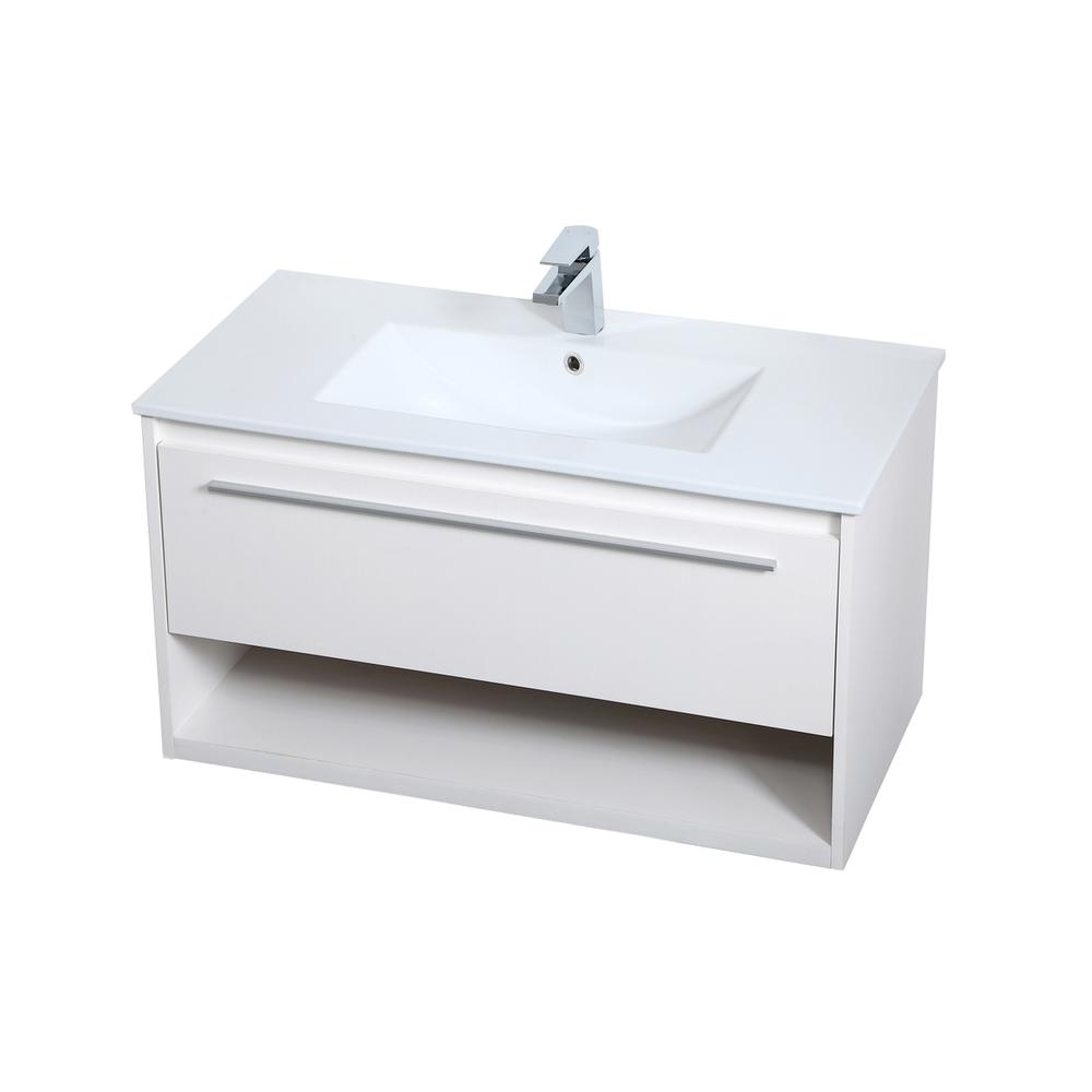 36 Inch  Single Bathroom Floating Vanity In White. Picture 7