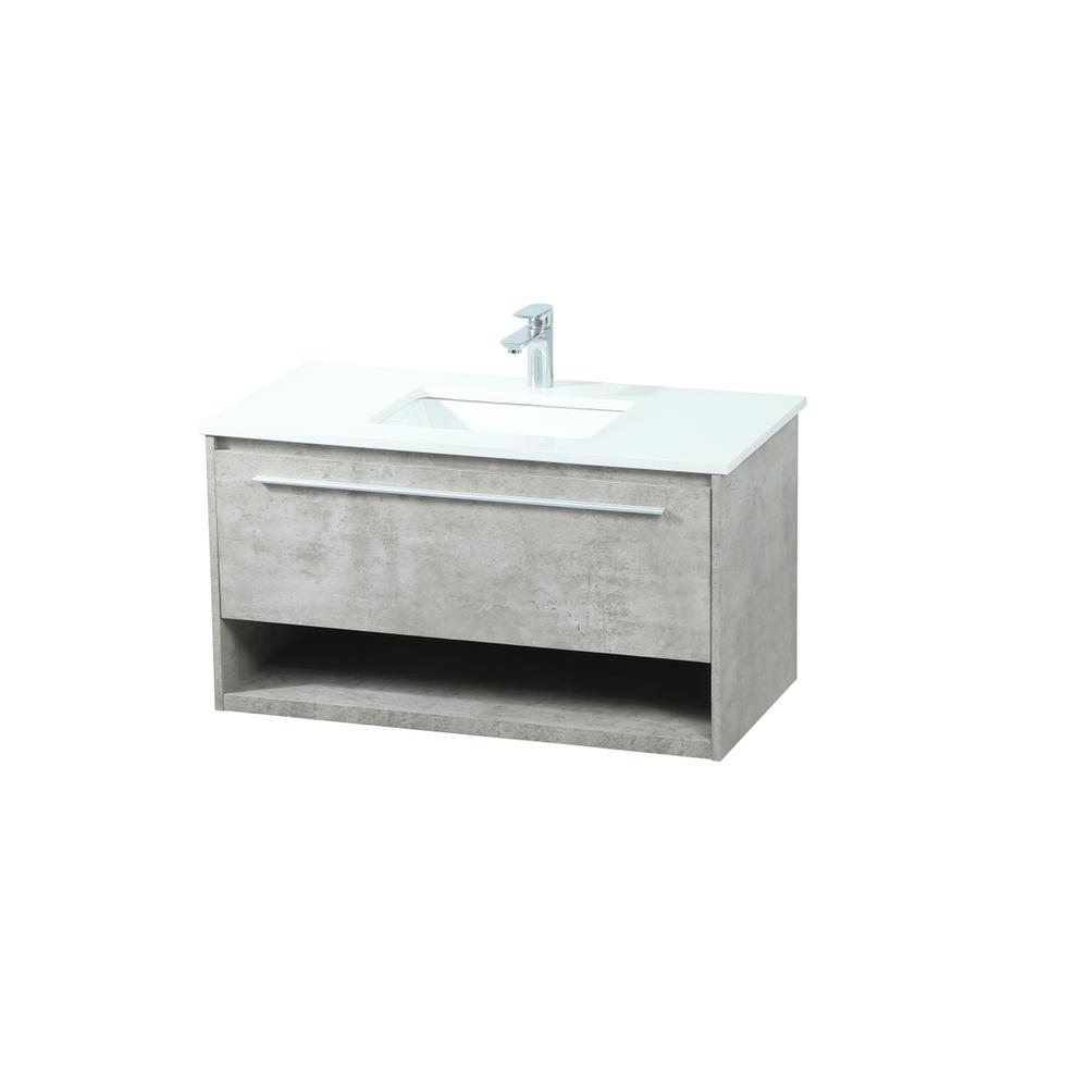 36 Inch Single Bathroom Vanity In Concrete Grey. Picture 8