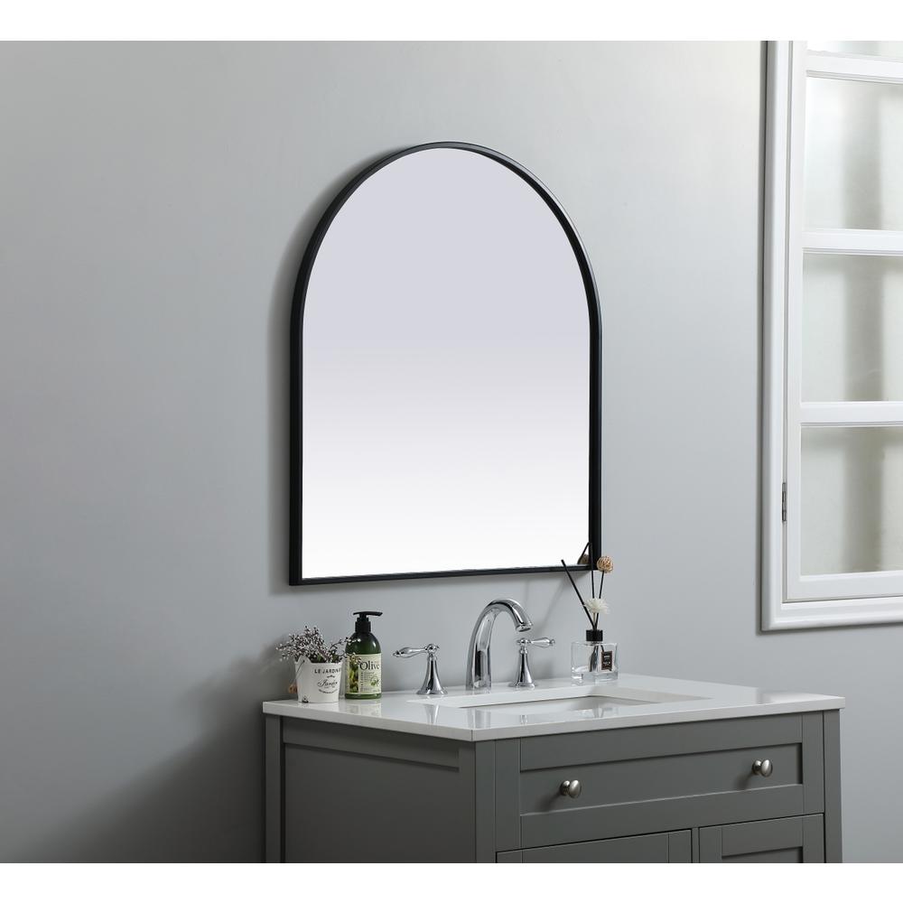 Metal Frame Arch Mirror 27X30 Inch In Black. Picture 2