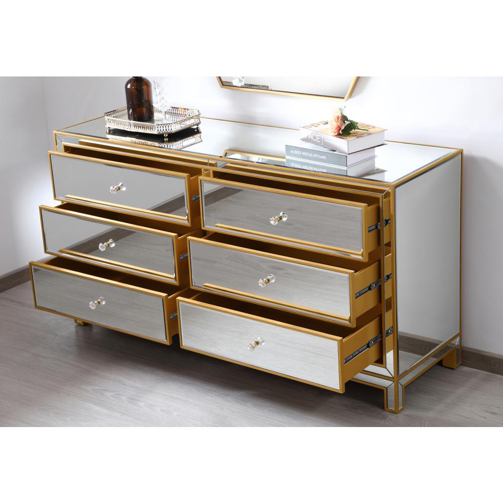 Cabinet 6 Drawers 60In. W X 18In. D X 32In. H In Gold. Picture 3