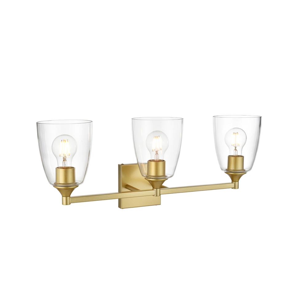 Gianni 3 Light Brass And Clear Bath Sconce. Picture 3