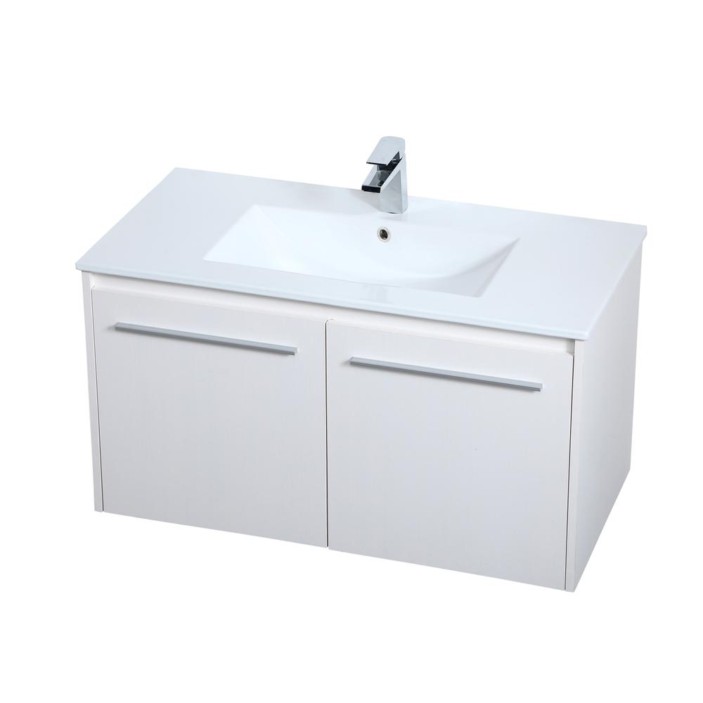 36 Inch  Single Bathroom Floating Vanity In White. Picture 7