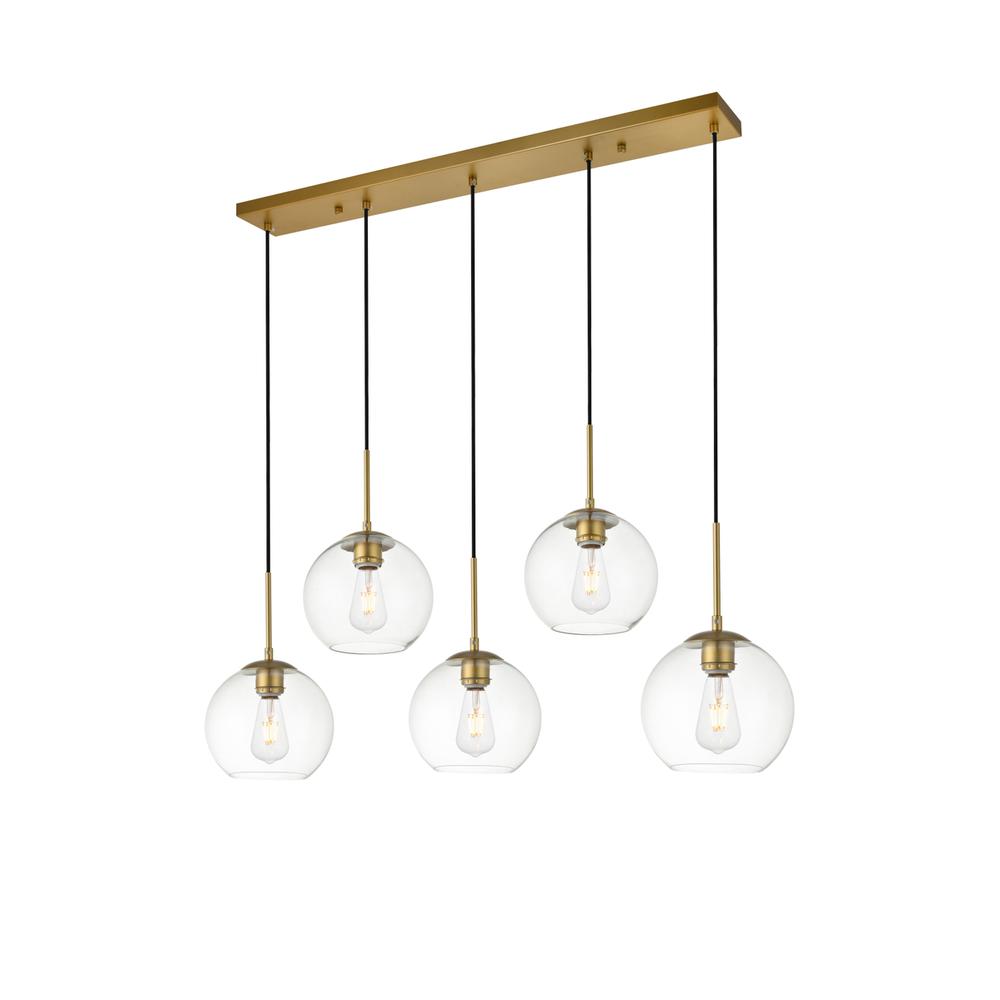 Baxter 5 Lights Brass Pendant With Clear Glass. Picture 2