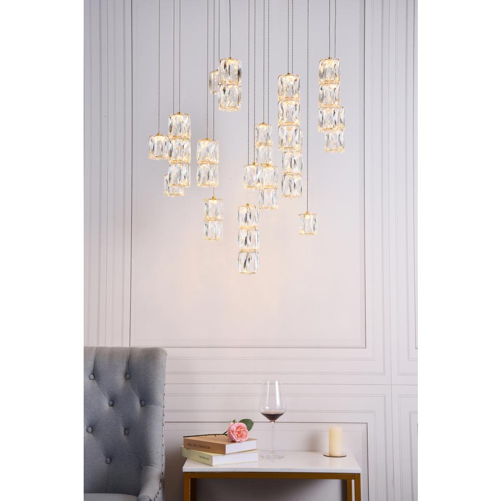 Polaris Led Light Gold Pendant Clear Crystal. Picture 8