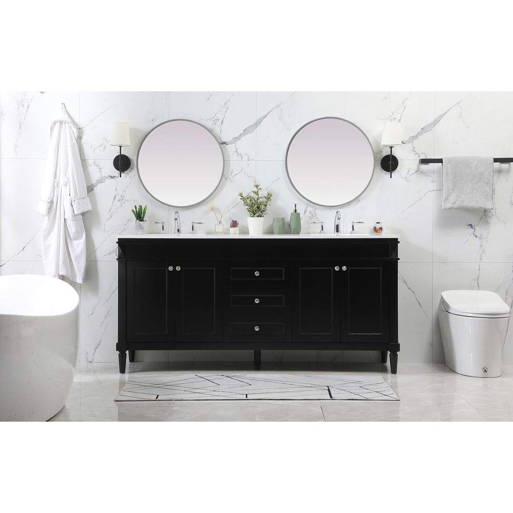 72 Inch Double Bathroom Vanity In Black. Picture 4