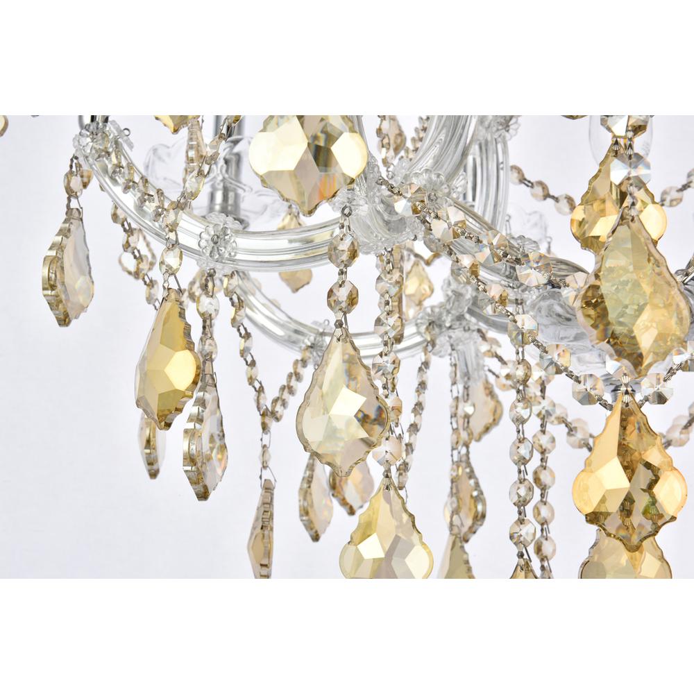 19 Light Golden Teak Chandelier Golden Teak (Smoky) Royal Cut Crystal. Picture 4
