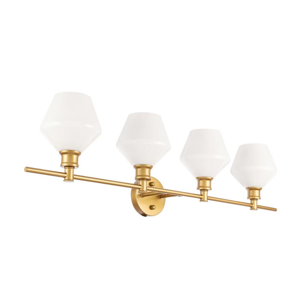 Gene 4 Light Brass And Frosted White Glass Wall Sconce. Picture 8