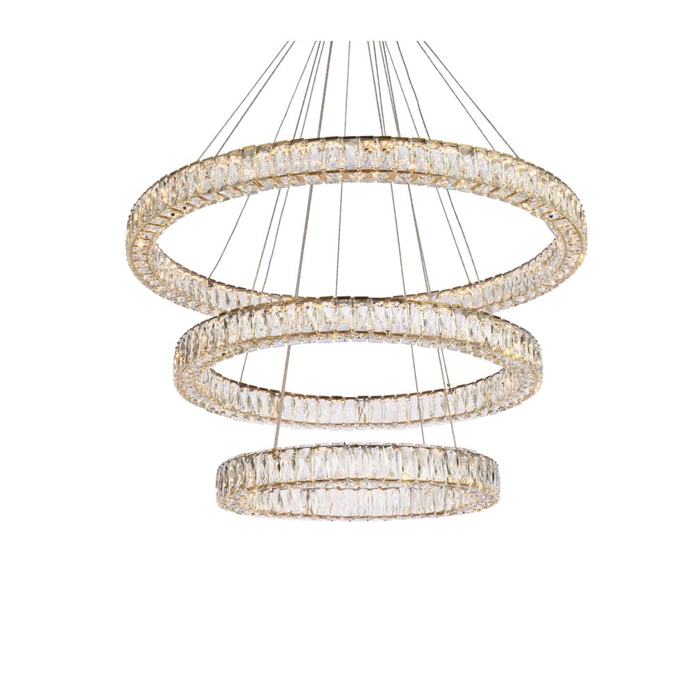 Monroe 41 Inch Led Triple Ring Chandelier In Gold. Picture 2