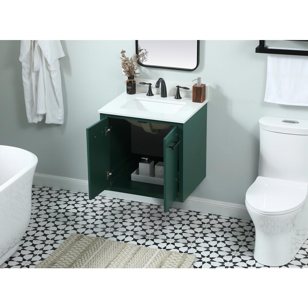 24 Inch Single Bathroom Vanity In Green With Backsplash. Picture 6
