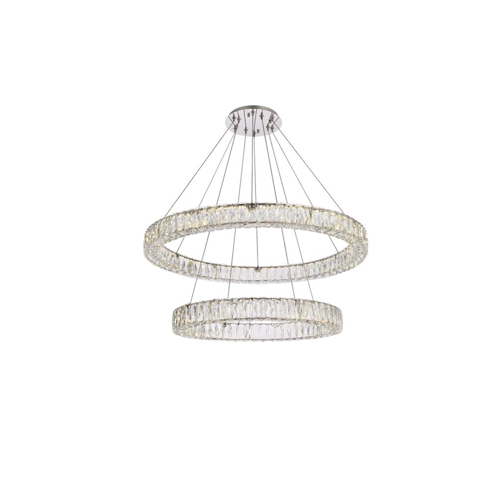 Monroe 36 Inch Led Double Ring Chandelier In Chrome. Picture 1