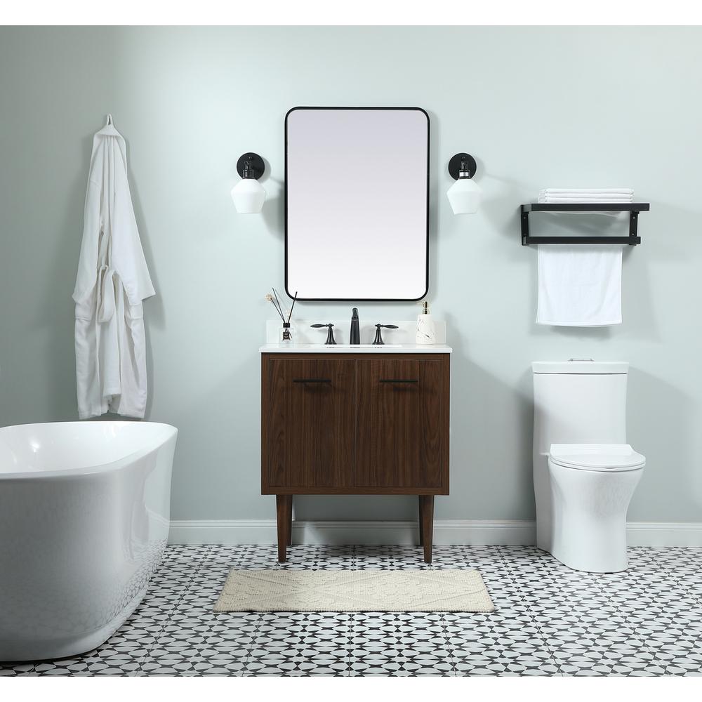 30 Inch Single Bathroom Vanity In Walnut With Backsplash. Picture 4