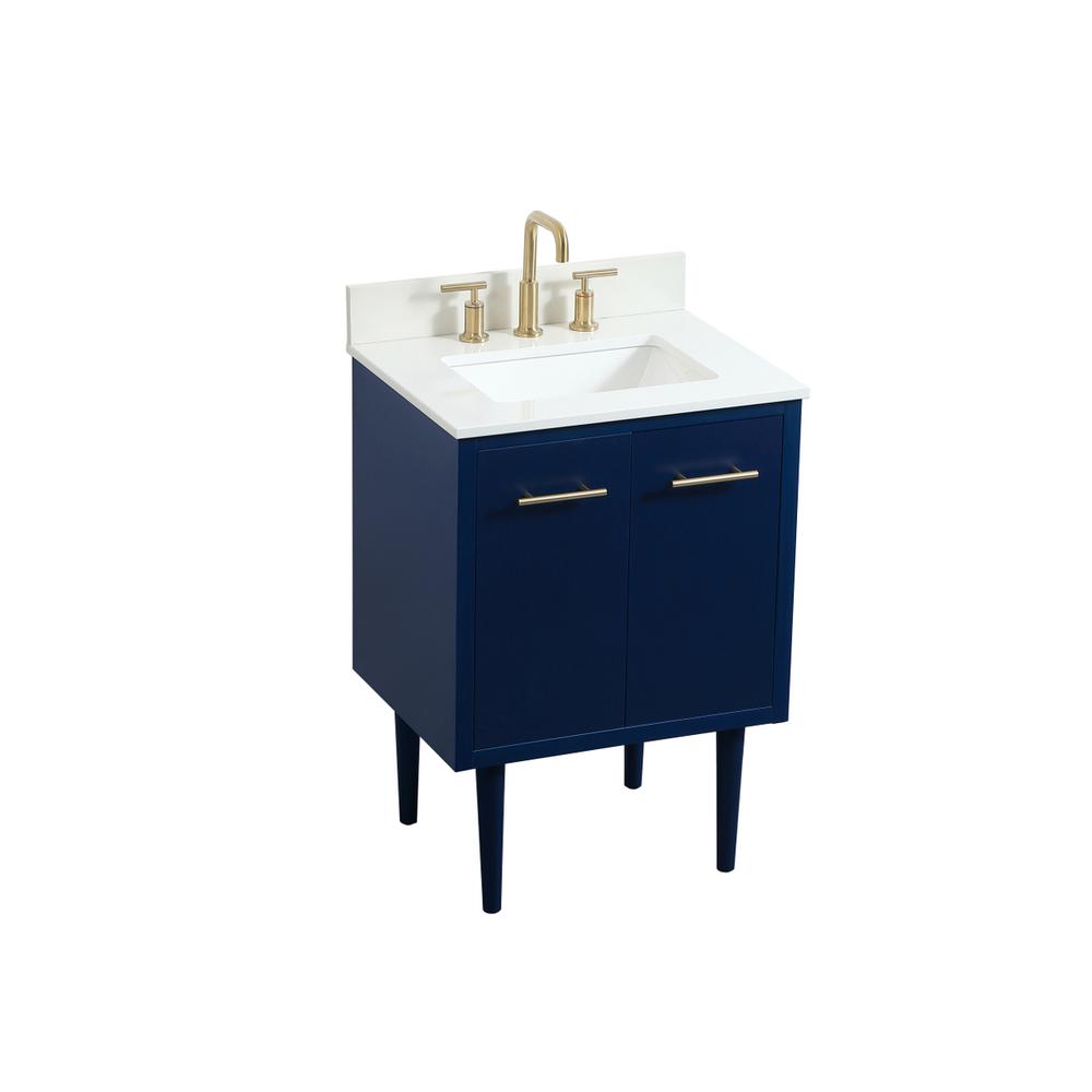 24 Inch Single Bathroom Vanity In Blue With Backsplash. Picture 11