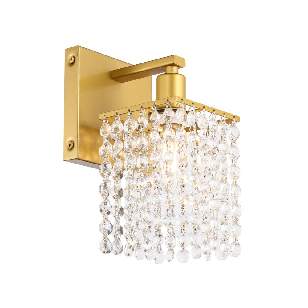 Phineas 1 Light Brass And Clear Crystals Wall Sconce. Picture 5