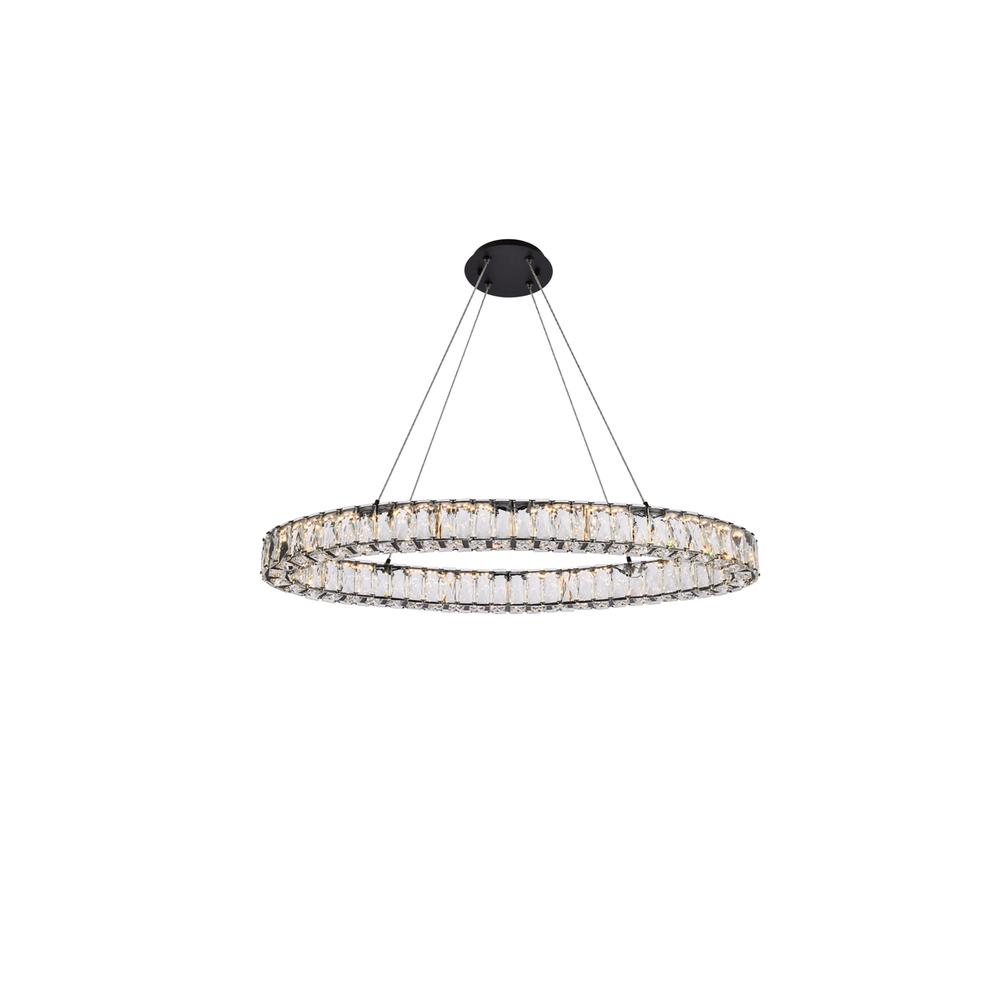 Monroe 36 Inch Led Oval Single Pendant In Black. Picture 1